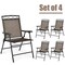 Costway Set of 4 Patio Folding Chairs Sling Portable Dining Chair Set w/ Armrest